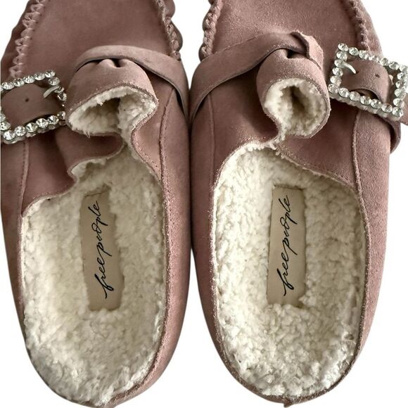 NWOT Free People Diamonte Buckle Slip on Buckle Mules in Blush Pink - Picture 11 of 12